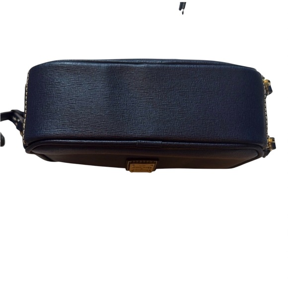 Dooney & Bourke Saffiano Leather Sawyer Crossbody in navy blue. - Picture 7 of 9